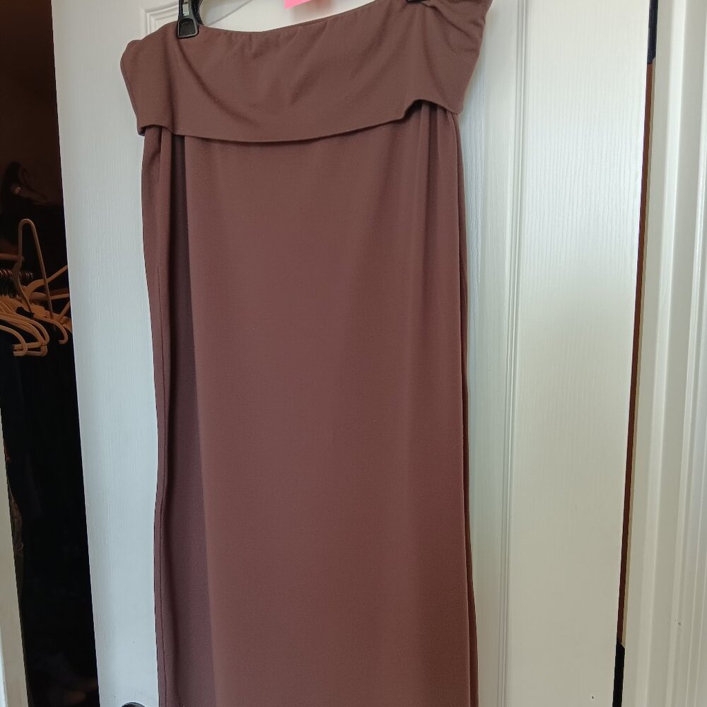 Aerie maxi  brown modest skirt fold over waist XL knit
